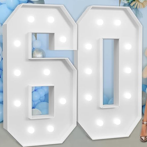 Rental Cardboard Marque Numbers 60th-Birthday Decorations: 4ft