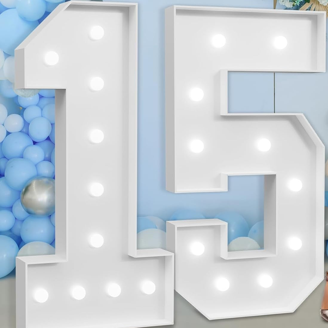 Rental Marque Number 15th Birthday Decoration LED