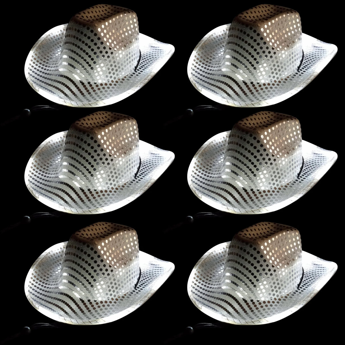 LED SILVER SEQUIN COWBOY HAT
