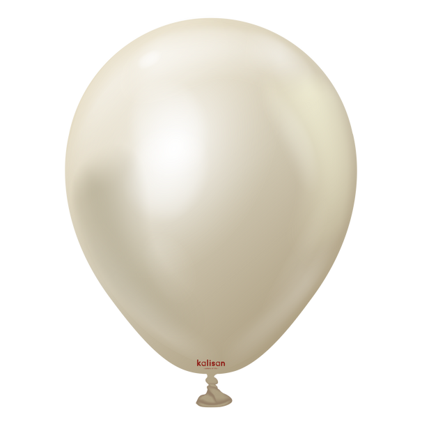 Latex Balloon 12" Mirror White Gold (50 count) KALISAN