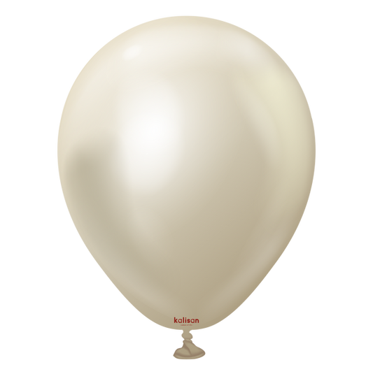 Latex Balloon 12" Mirror White Gold (50 count) KALISAN