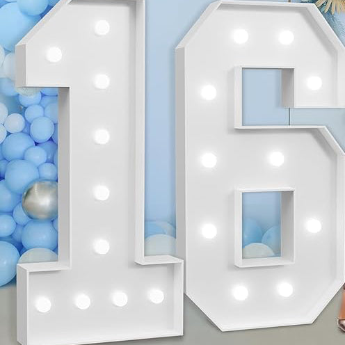 Rental  Cardboard Marquee Number 16 4ft LED
